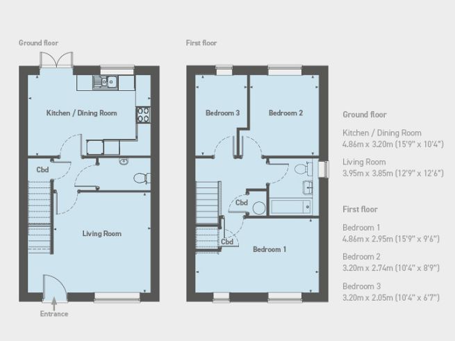Floor plan, 3 bedroom house  - artist's impression subject to change